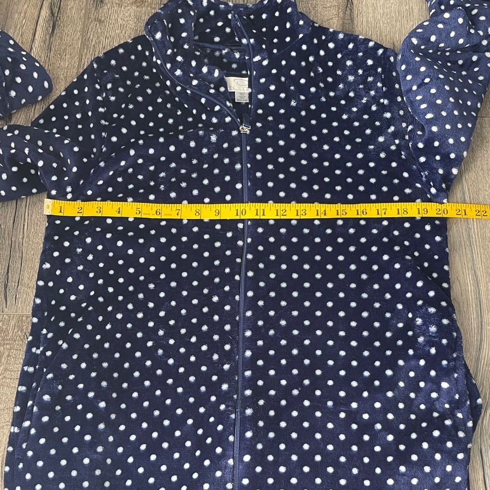 Oscar de la Renta Navy Polka Dot Robe - Picture 4 of 6